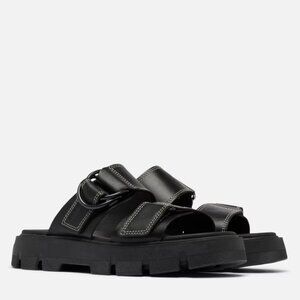 Sorel REIN CB Women's Slide Sandal color Black, Black